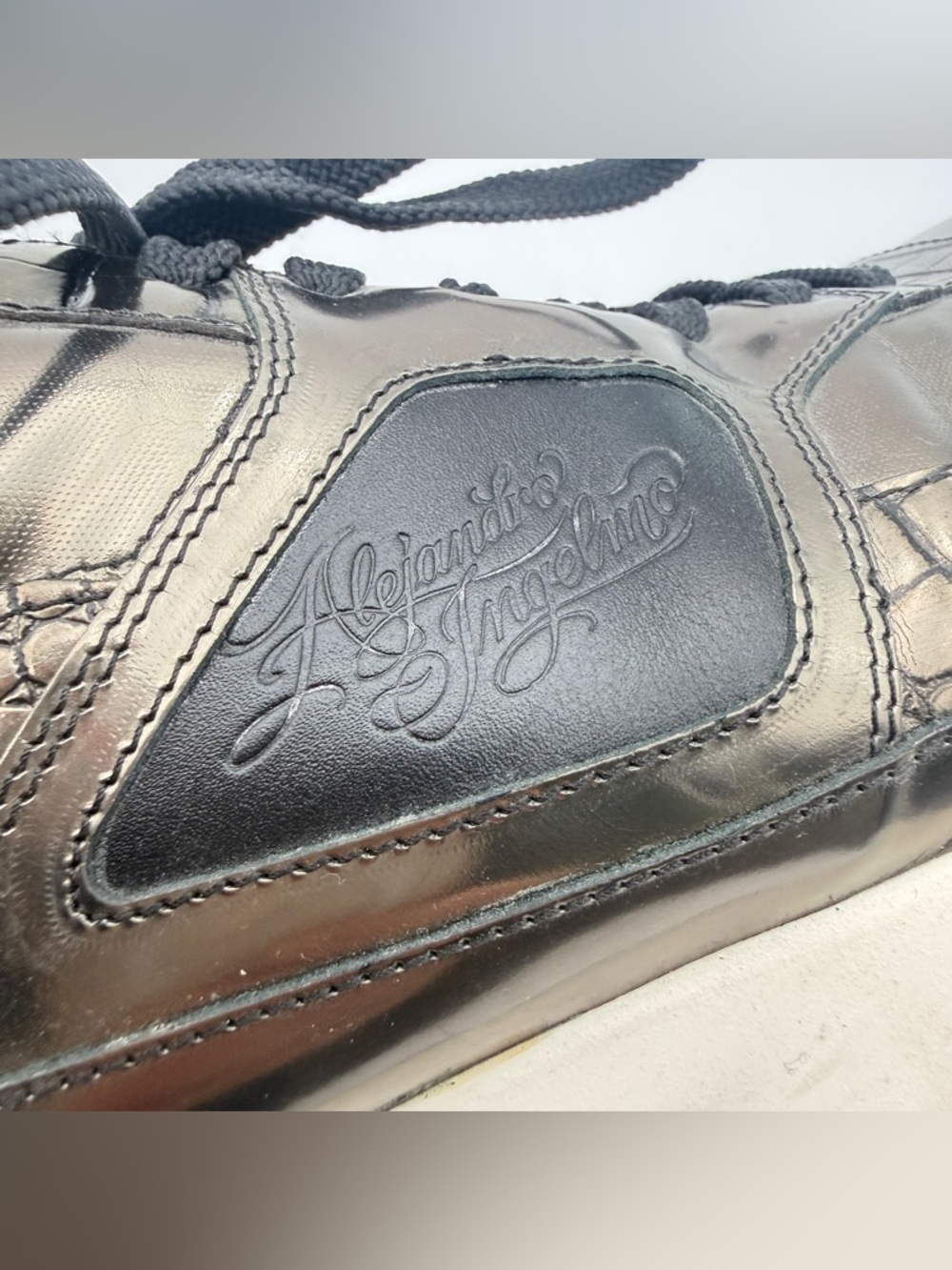 ALEJANDRO INGELMO Metallic Leather Sneakers Hidden Lift Made In Italy Men Size 9 - Picture 12 of 16